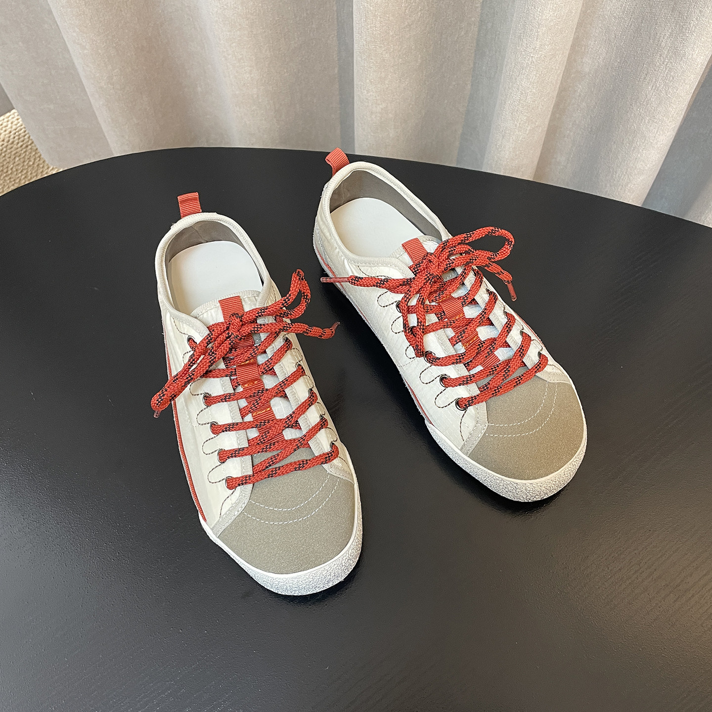 韩版拼色德训鞋女真皮平底交叉绑带休闲板鞋内增高舒适百搭小白鞋