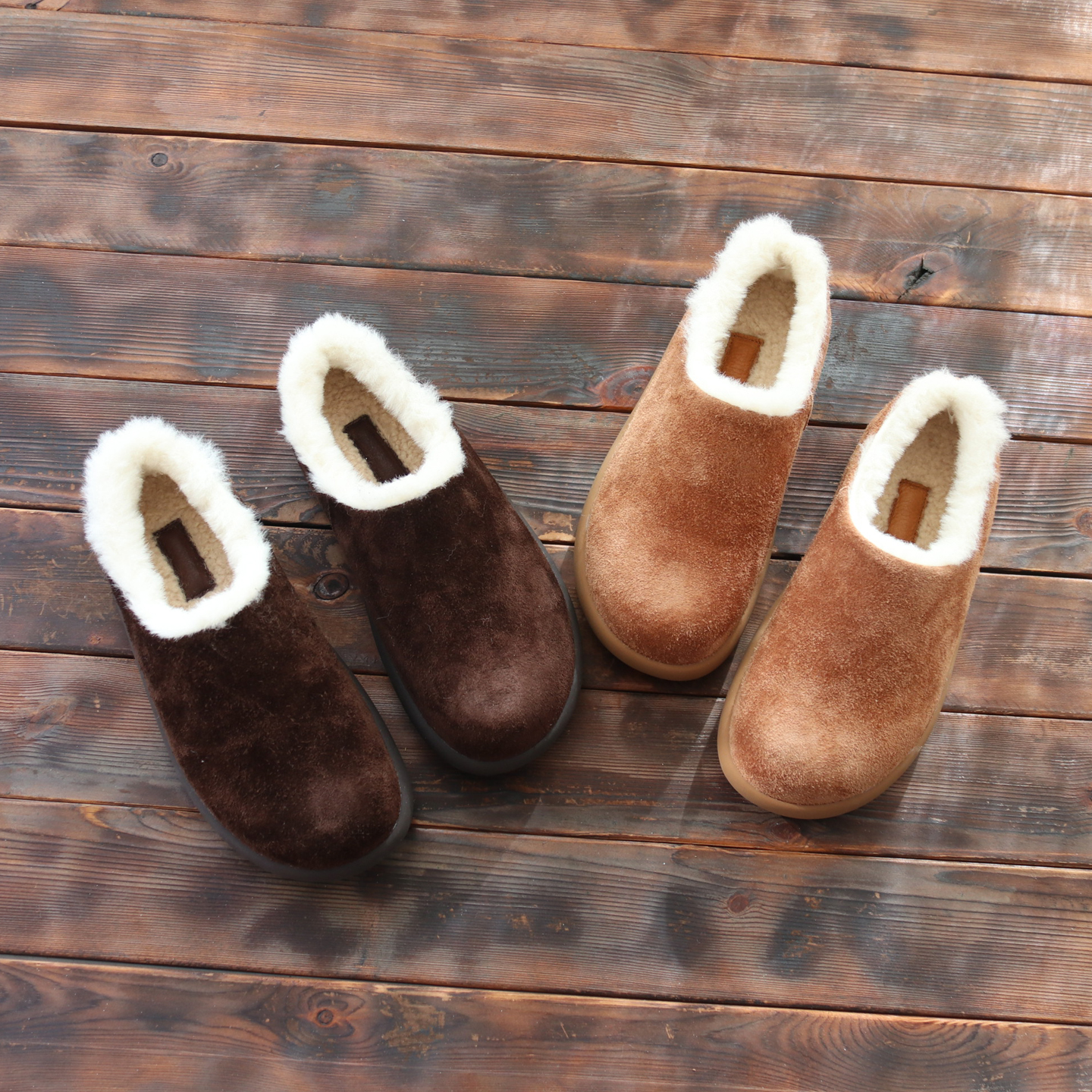 牛皮小土豆雪地靴女复古毛毛鞋女