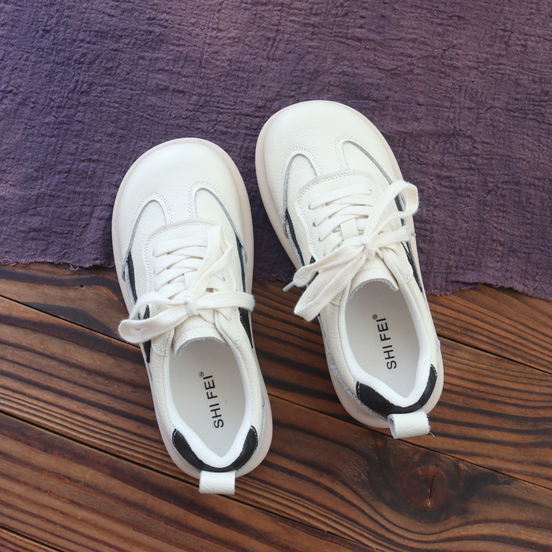 休闲小白鞋女真皮秋女鞋韩版时尚百搭圆头平底单鞋舒适运动板鞋女,女鞋,时尚休闲鞋,淘宝优惠券,粉丝福利购,淘宝优惠卷