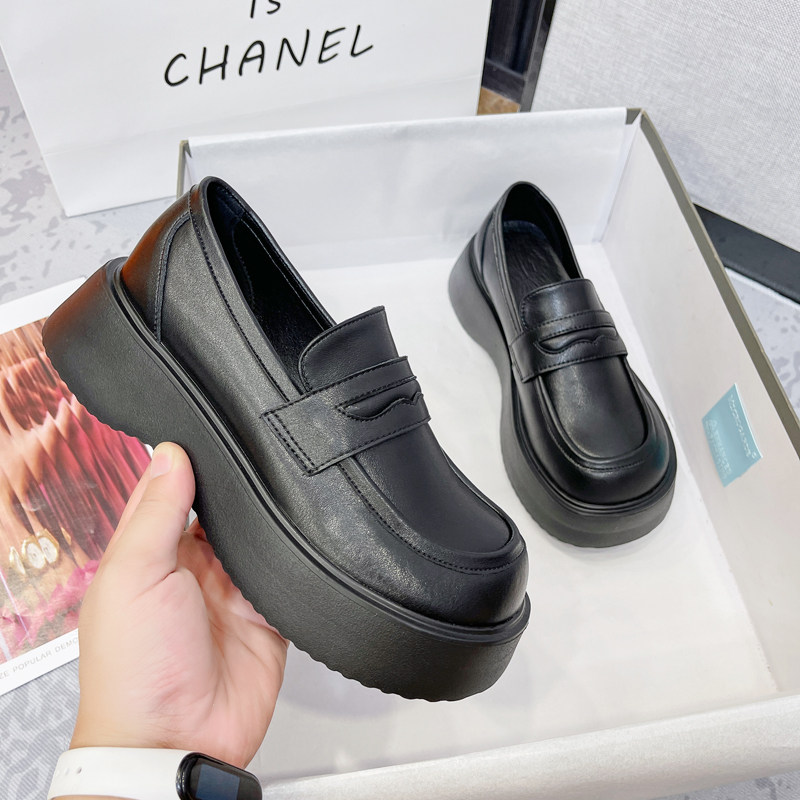 真皮厚底乐福鞋女春秋女鞋英伦黑色小皮鞋女学生制服jk鞋子女单鞋