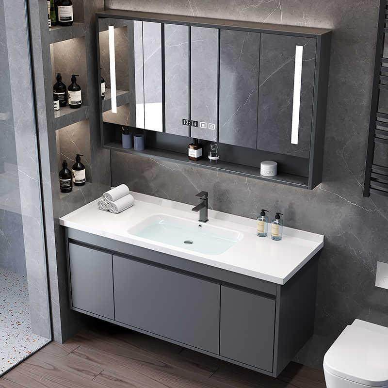 现代简约挂墙式奶油风浴室柜组合陶瓷一体盆卫生间洗漱台洗手池,家装主材,浴室柜组合,淘宝优惠券,粉丝福利购,淘宝优惠卷