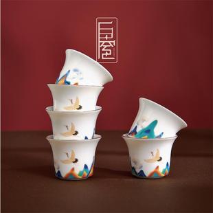 品茗杯功夫茶具家用主人单杯小号陶瓷 86M0鹤鸣九皋茶具套装