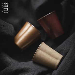 诧寂如意茶杯粗陶功夫茶具文人喝茶单杯花口主人杯仿古 蛮己日式