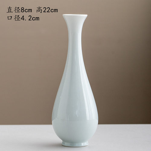 小花瓶花器观音玉净瓶白瓷陶瓷花插瓷器葫芦净水简约家居茶道摆件