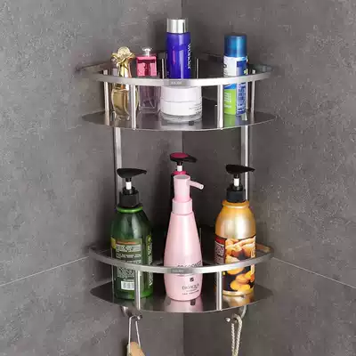 Punch-free 304 stainless steel bathroom shower room shelf Powder room bathroom tripod Wall-mounted corner rack