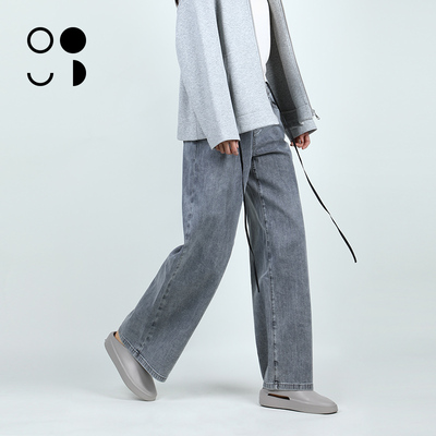 未知未觉2025秋新品经典复古水洗直筒宽松浅色牛仔裤女W432K29902