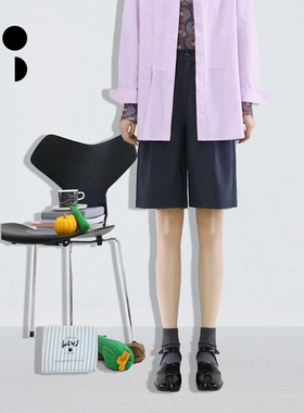 未知未觉2024秋新品时尚复古短款绵羊毛直筒休闲短裤女W331K14444