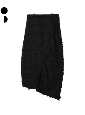 未知未觉2024年春装新品时尚中长款黑色修身包臀裙女 W311Q16643