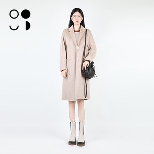 领双面呢大衣外套女W343D14405 西装 未知未觉中长款 高级感宽松长袖