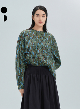 未知未觉原创印花时尚薄款圆领套头长袖t恤女春秋新品 W211Z11441