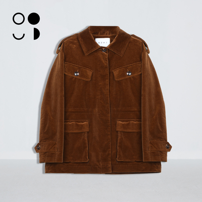 未知未觉时尚复古高级感丝绒宽松长袖巴恩工装风外套女W434W21305