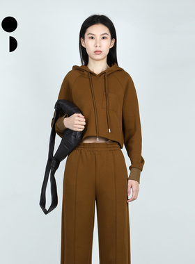 未知未觉美拉德休闲简约纯色连帽套头长袖运动风卫衣女W432V29308