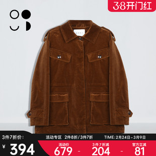 未知未觉时尚复古高级感丝绒宽松长袖巴恩工装风外套女W434W21305