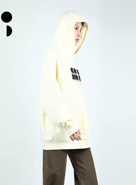 未知未觉时尚潮流慵懒风刺绣印花宽松长袖连帽卫衣女W434V29539