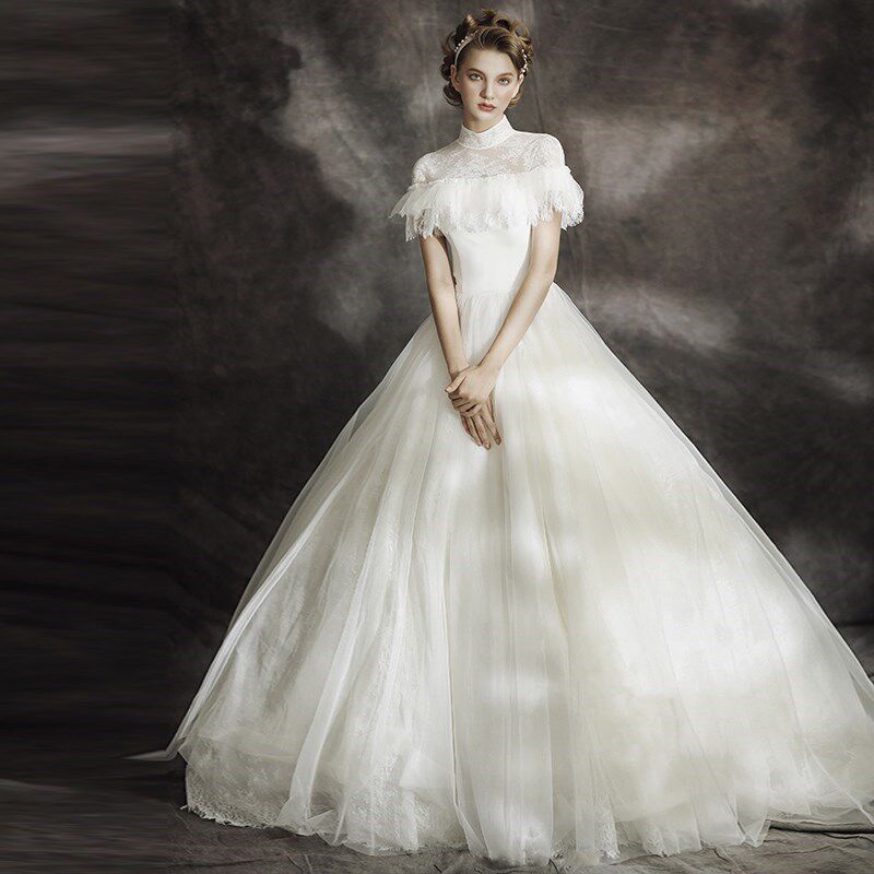 婚纱礼服2018新款新娘结婚韩版拖尾公主梦幻森系长袖立领简约显瘦|msdalam kategori Butik wanita / wanita, perkahwinan/Cheongsam/pakaian, perkahwinan - dari Buy2taobao.com untuk memberikan perkhidmatan ejen Taobao profesional membeli