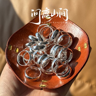 999足银戒指素圈男女款 小众设计感高级轻奢食指戒