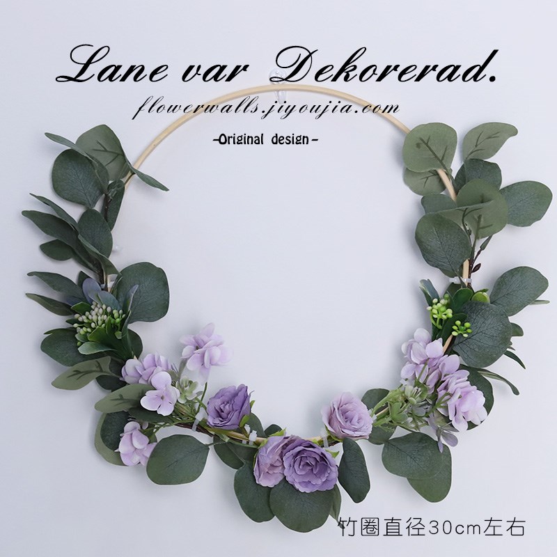 圆形墙壁装饰植物婚礼尤加利叶