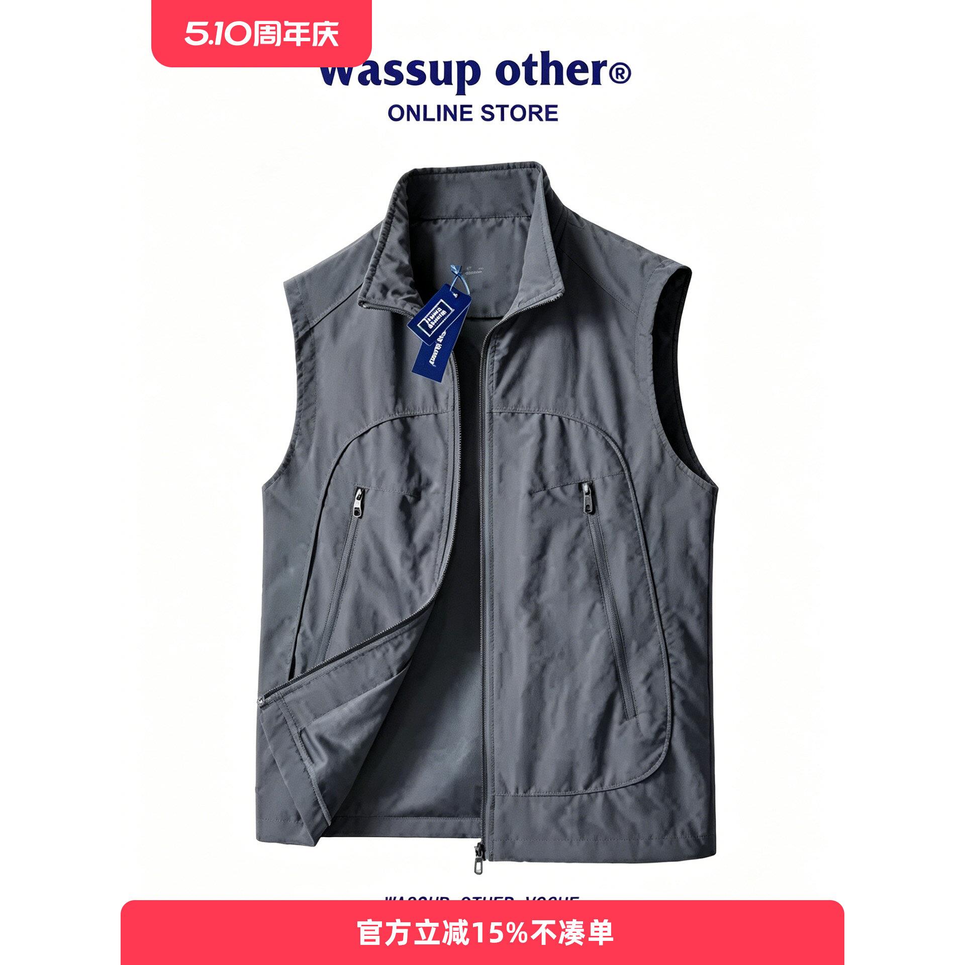 WASSUP OTHER户外休闲工装马甲男款夏季薄款多口袋钓鱼背心外套男