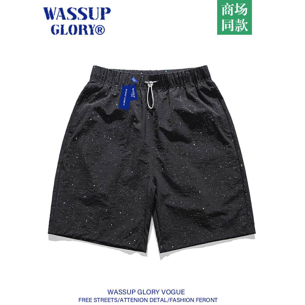 WASSUP GLORY满天星短裤男夏季冰丝速干五分裤潮牌小众设计感裤子