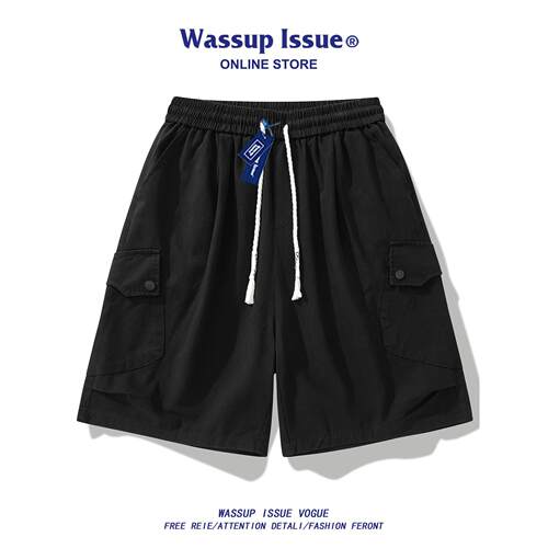 WASSUP ISSUE美式潮款纯棉工装五分裤男款夏季痞帅休闲宽松短裤男