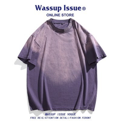 WASUPIE美式渐变重磅短袖