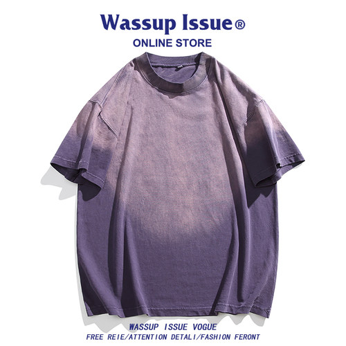 WASUPIE美式渐变重磅短袖