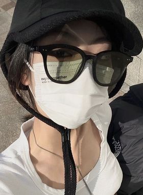 黑框绿色墨镜2023年新款潮女防晒圆脸大脸显瘦高级感网红太阳眼镜