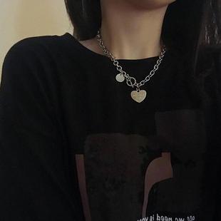钛钢ins项链女夏爱心锁骨链甜酷装饰品冷淡风颈链嘻哈网红配饰潮
