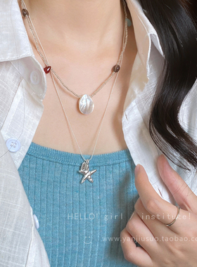 夏日海星贝壳吊坠项链女