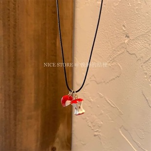 晚睡的桔梗「红苹果乐园」可爱滴釉爱心苹果项链红色少女吊坠颈链