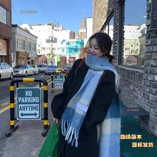 AC北欧彩虹格围巾马海毛羊毛羊绒围巾女2025新款轻奢大牌高级感