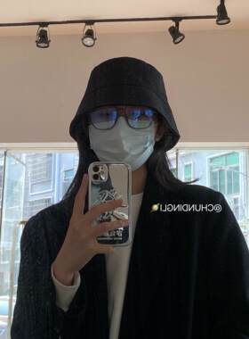 不会过时的黑色渔夫帽日系条纹