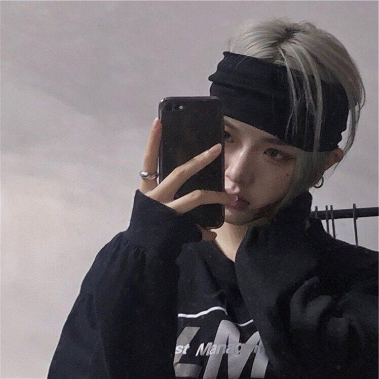 日韩暗黑酷冷痞帅黑色头巾嘻哈街头原宿朋克中性风ins发带男女潮