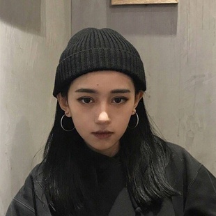 韩版网红ins针织帽子秋冬复古圆顶保暖短款百搭瓜皮帽毛线帽男女