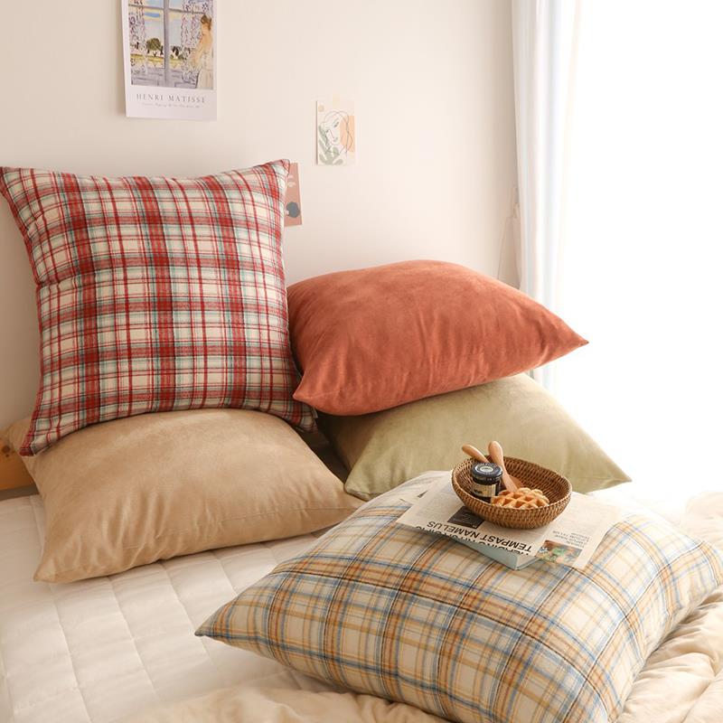 床头靠垫超大号抱枕65沙发客厅靠枕办公室护腰枕头可拆洗红色枕套