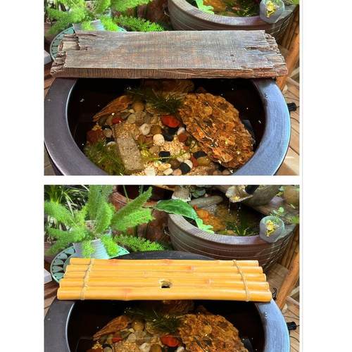 仿真木板古法养鱼水缸不发霉不发黑不腐烂防水防晒仿真竹排仿石板