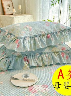 法式全棉枕套A类韩版纯棉ins风花边48*74一对装100棉公主风枕头套