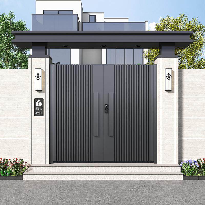 铝合金庭院双开大门铁艺农村自建房庭院大门不锈钢围墙乡村院子门