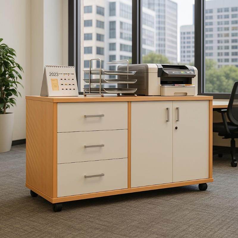 办公室文件柜木质桌下收纳柜小柜子侧边带锁矮柜抽屉柜移动置物柜