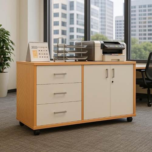 办公室文件柜木质桌下收纳柜小柜子侧边带锁矮柜抽屉柜移动置物柜