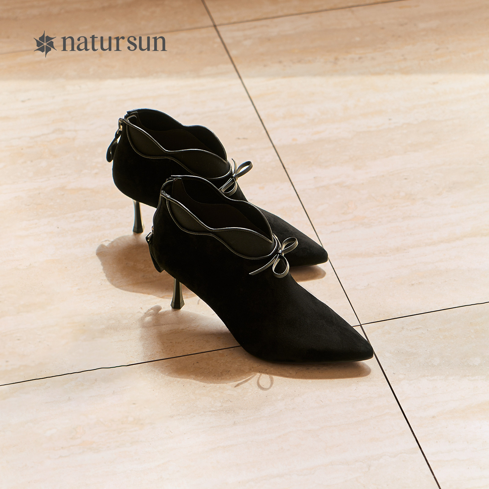 natursun尖头高跟短靴女2025冬季新款时装靴子细跟法式气质瘦瘦靴,女鞋,时装靴,淘宝优惠券,粉丝福利购,淘宝优惠卷