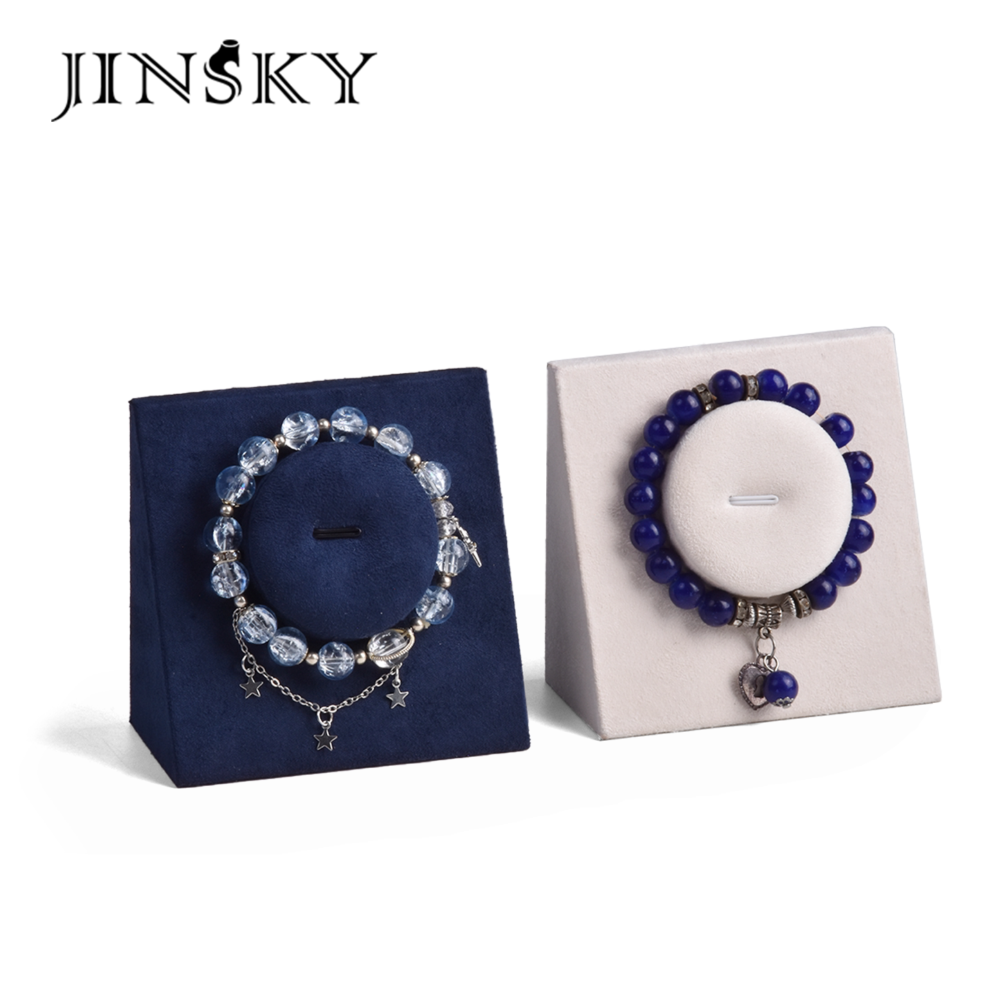 JINSKY绒面首饰展示架单位双位手串手镯收纳座珠宝展示台