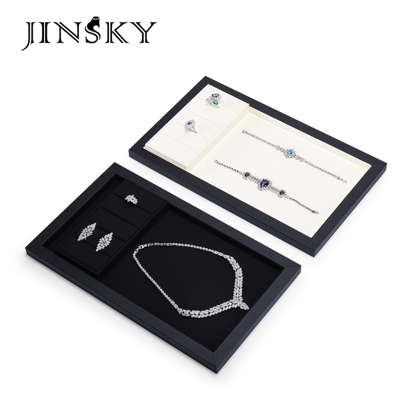 JINSKY高档轻奢首饰展示架多色戒指项链珠宝收纳展示盘