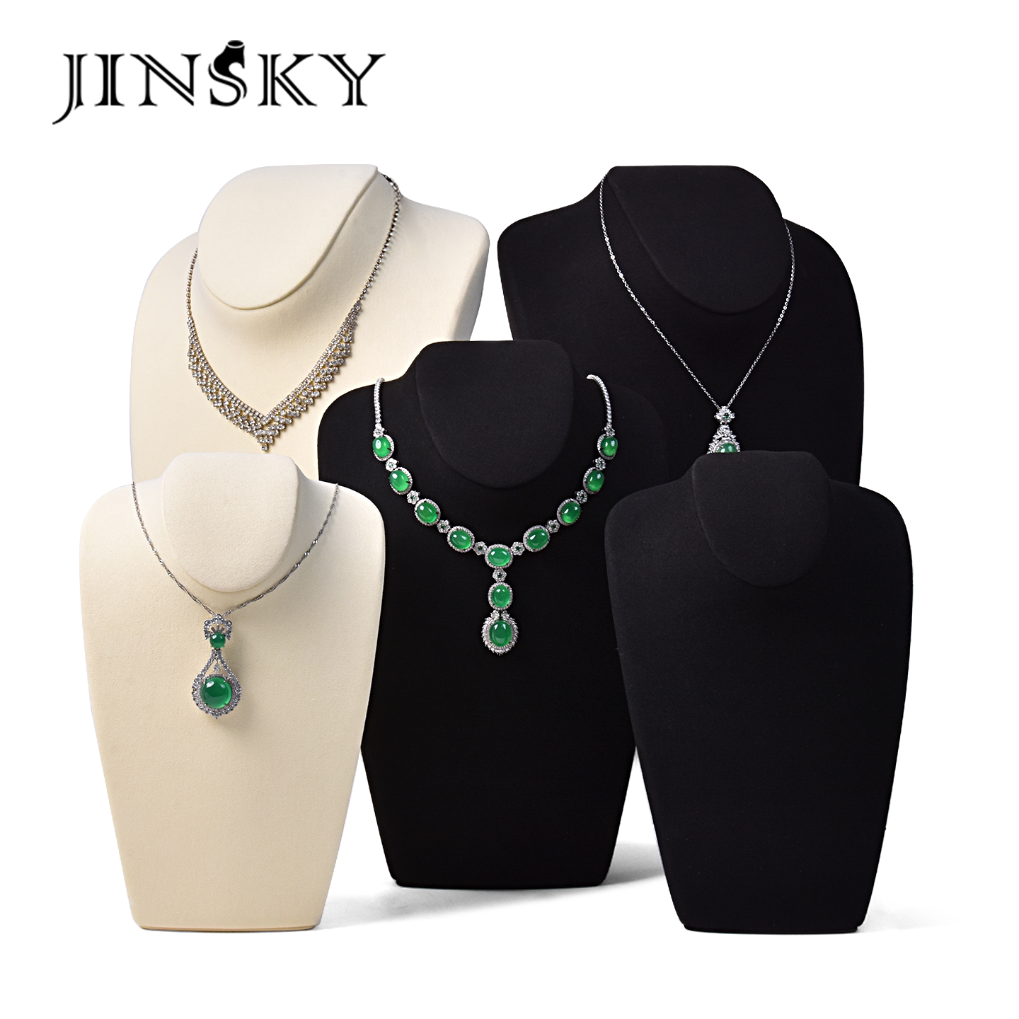 JINSKY人像脖子项链展示架超纤首饰收纳架珠宝展示模特架