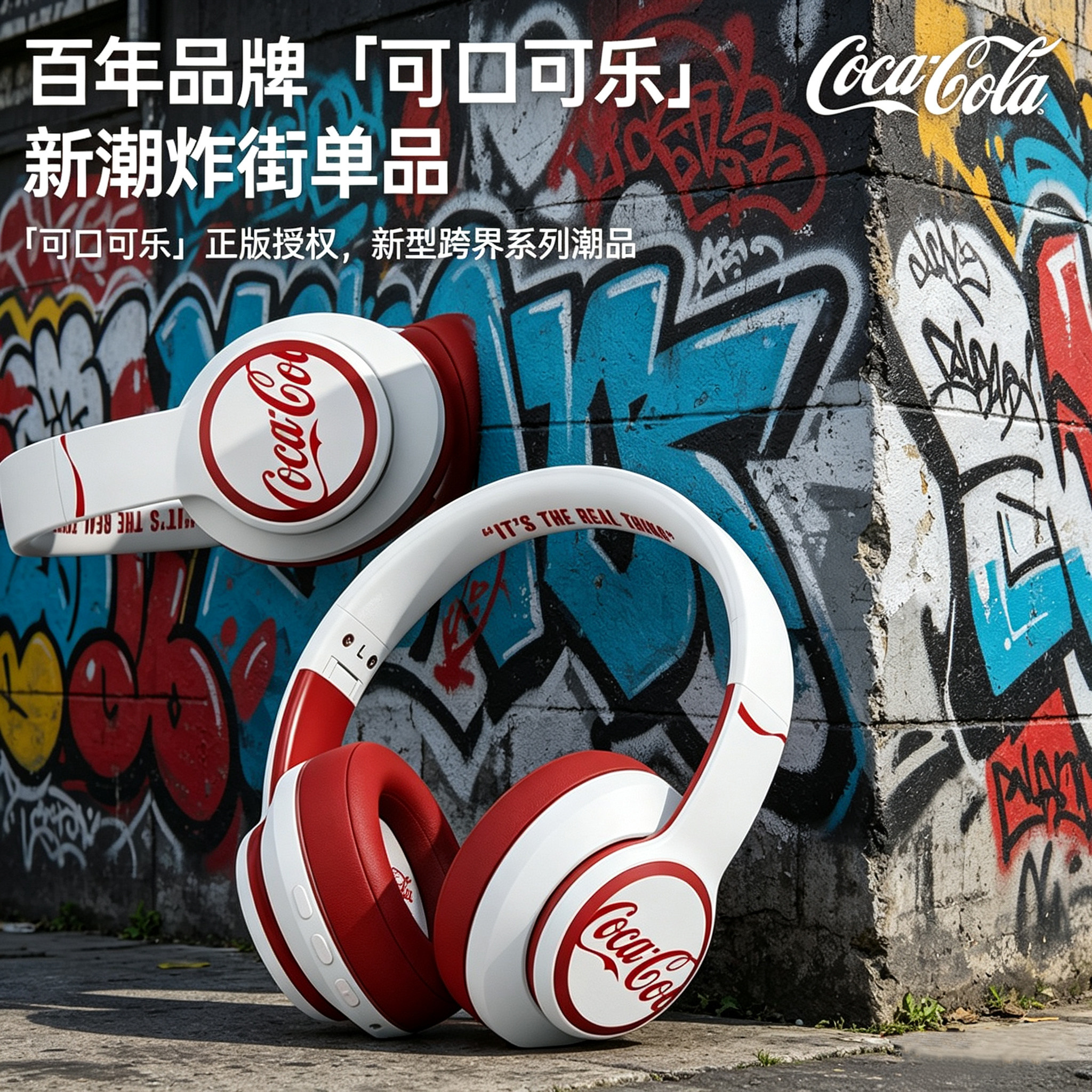 可口可乐联名头戴式蓝牙耳机无线降噪游戏电竞耳麦男女生2026新款