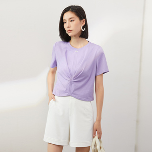 T恤女宽松显瘦纯棉上衣圆领套头上衣 杨门2025夏季 新款 时尚 短袖