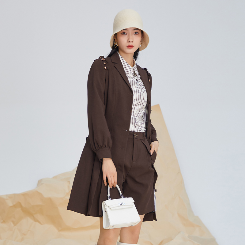 商场同款长袖风衣外套EMOO通勤