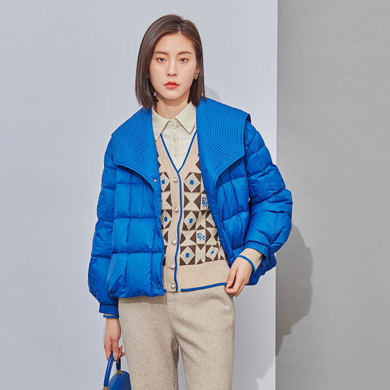 白鸭绒羽绒服杨门通勤大翻领