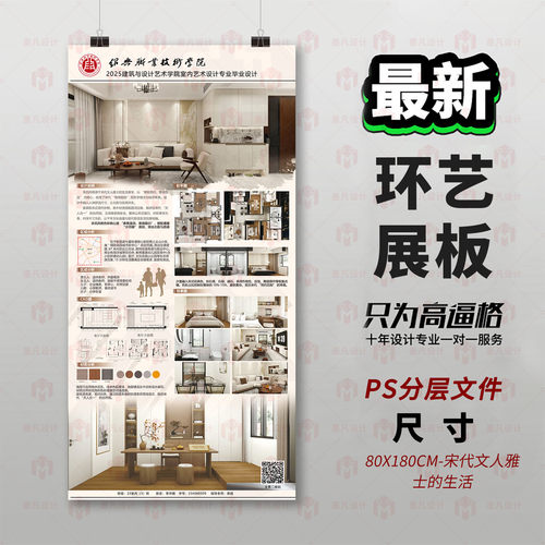 室内设计展板PS模板现代简约风格3D建模平面设计素材