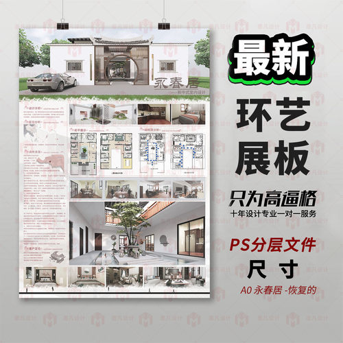 原创环艺设计展板PS模板3D建模展板设计排版A0尺寸学生作品展模板